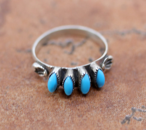 Zuni Silver Turquoise Ring Size 7