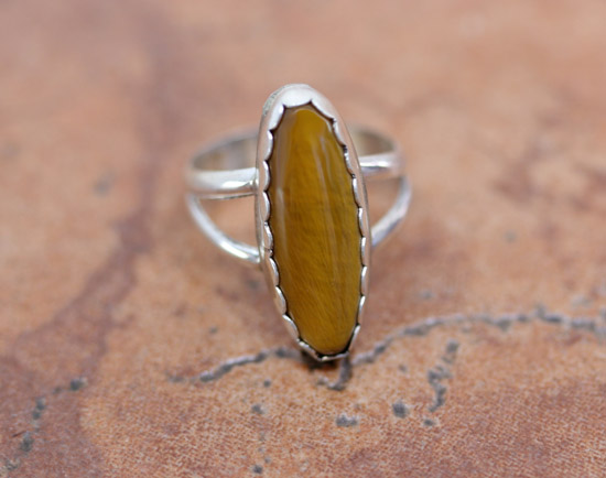 Navajo Silver Tiger Eye Ring Size 6