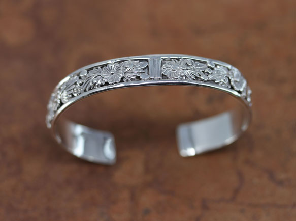 Navajo Sterling Silver Floral Cuff Bracelet