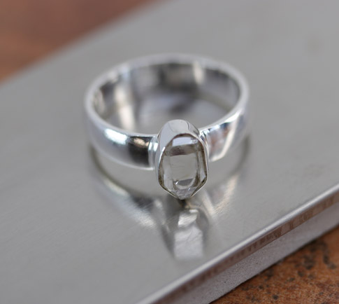 Sterling Silver Herkimer Diamond Ring Size 8 1/2