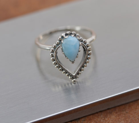 Sterling Silver Larimar Ring Size 9