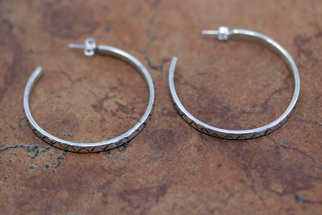 Navajo Silver Hoop Earrings