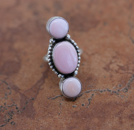 Navajo Silver Pink Quartz Ring Size 8_11