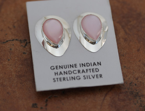 Navajo Silver Mother of Pearl Clip On Earrings