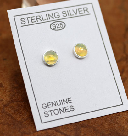 Sterling Silver Ethiopian Opal Stud Earrings