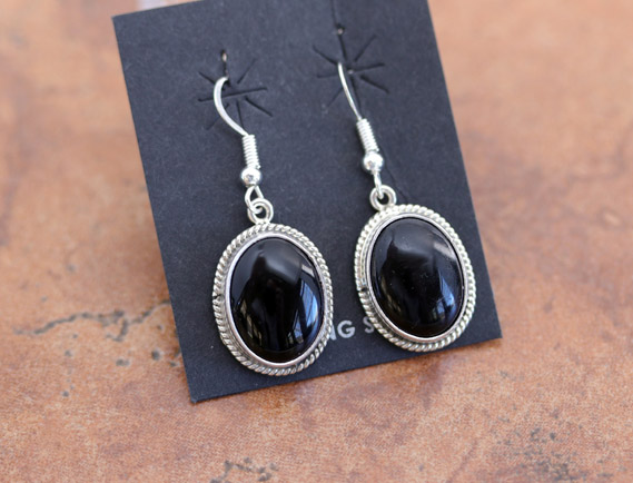 Navajo Silver Onyx Earrings