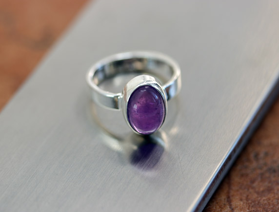 Sterling Silver Amethyst Ring Size 6