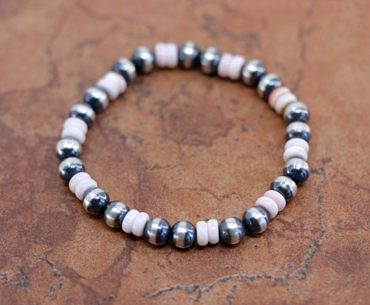Navajo Pearl Silver Heishi Beaded Bracelet