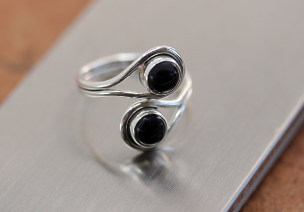 Sterling Silver Onyx Ring Size 8_10