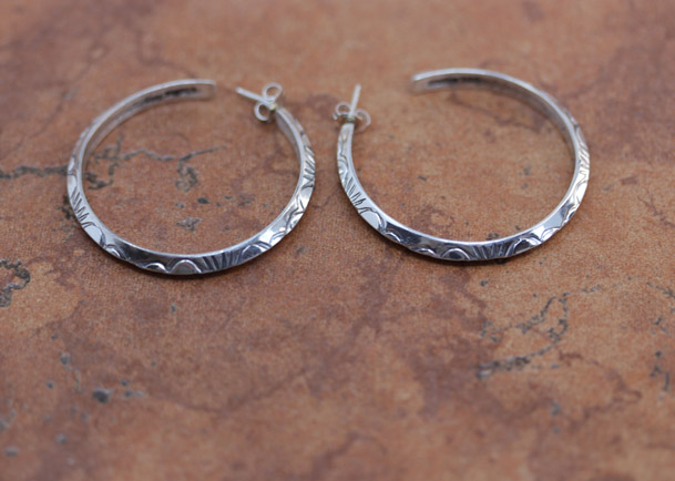 Navajo Silver Hoop Earrings