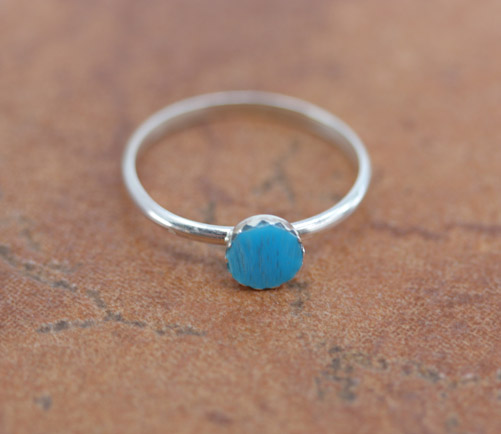 Navajo Silver Turquoise Ring Size 5 1/2