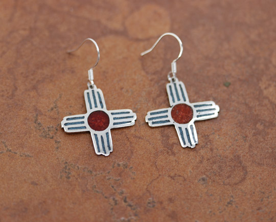 Sterling Silver Created Opal Zia Earrings