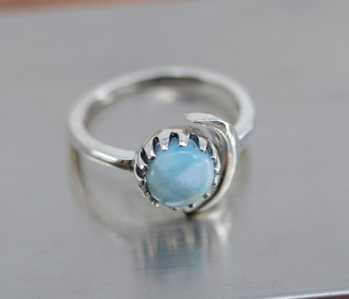 Sterling Silver Larimar Ring Size 7_8