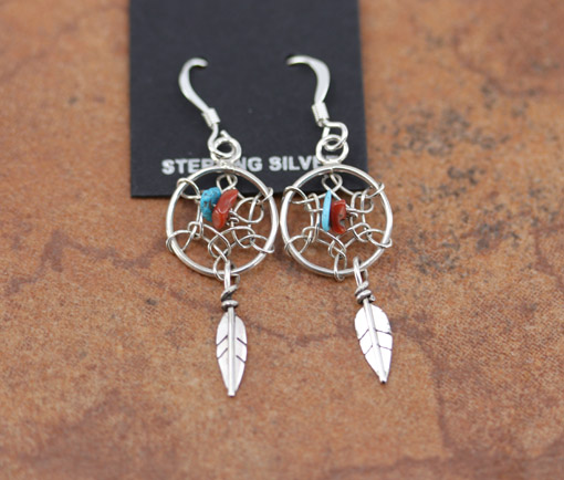 Navajo Sterling Silver Dream Catcher Earrings