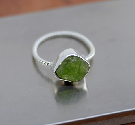 Sterling Silver Emerald Ring Size 6 1/2