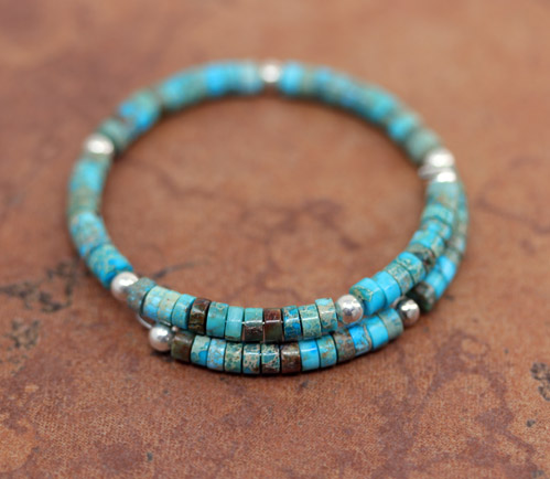 Navajo Wrap Around Turquoise Heishi Bracelet
