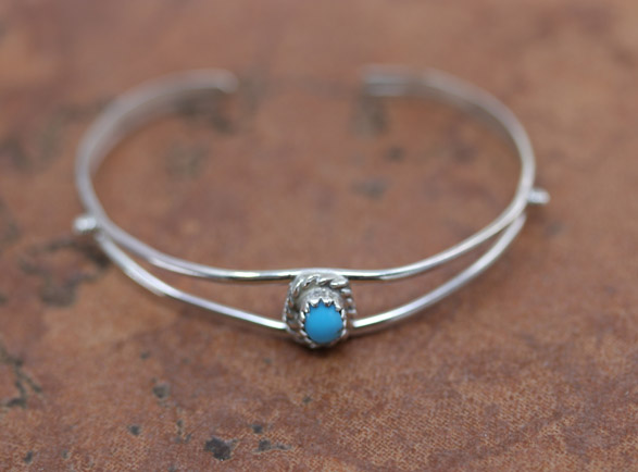 Navajo Sterling Silver Turquoise Children's Bracelet