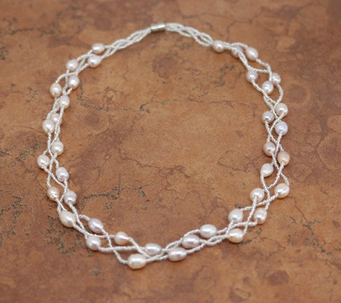 3 Strand Pearl Beaded Necklace