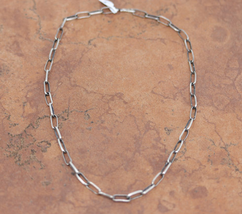 Navajo Silver Paper Clip Chain Necklace