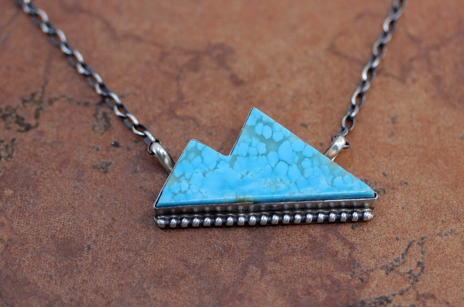 Navajo Silver Turquoise Mountain Necklace