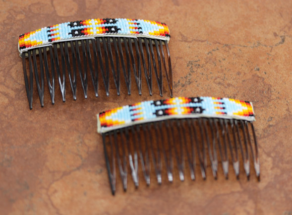 Navajo Beaded Hair Barrette Comb Set