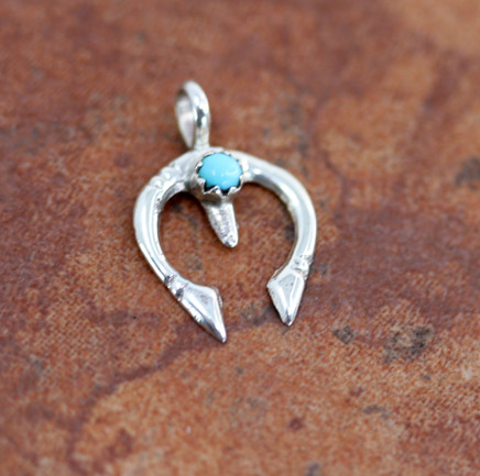 Navajo Sterling Turquoise Naja Pendant