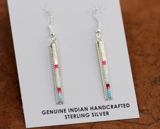 Navajo Silver Multi_Stone Earrings
