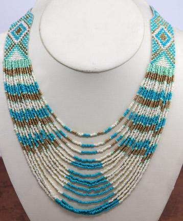 15 Strand Beaded Rug Style Necklace