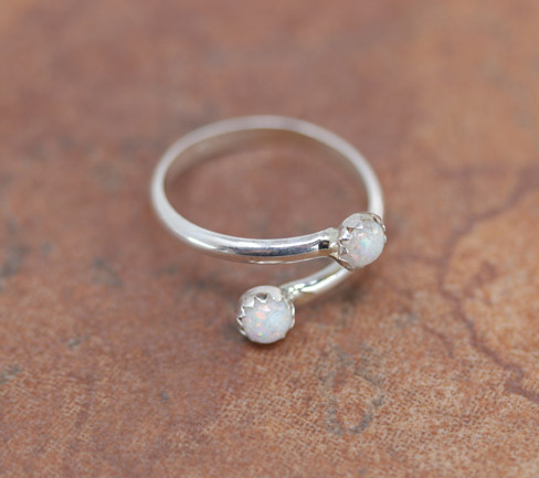 Navajo Silver Created Opal Ring Size 6_9