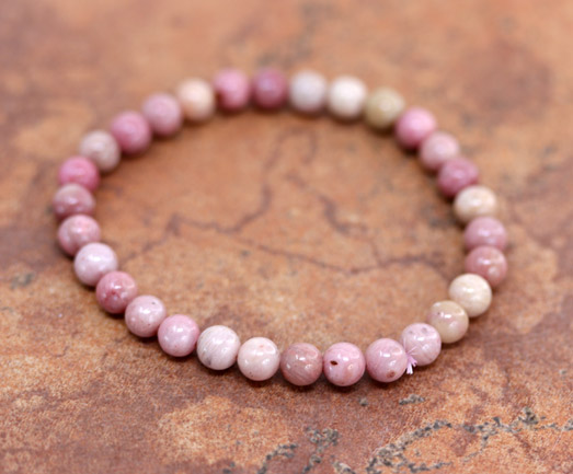 Beaded Pink Rhodonite 6 mm Stretch Bubble Bracelet