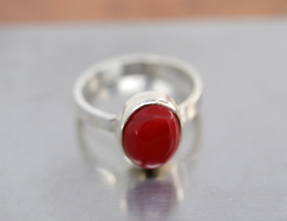Sterling Silver Sponge Coral Ring Size 7 1/2