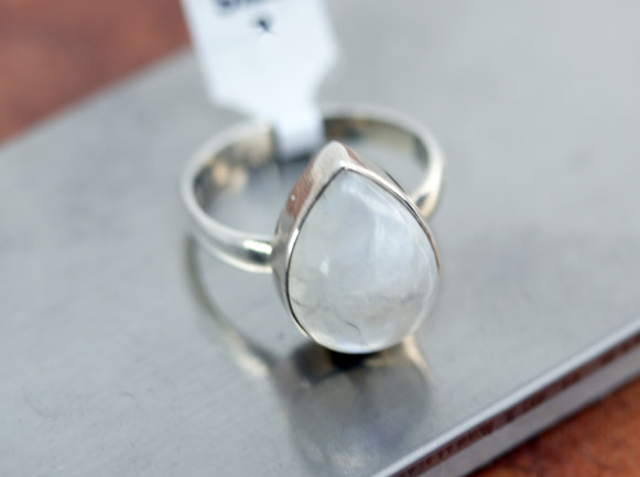 Sterling Silver Moonstone Ring Size 9