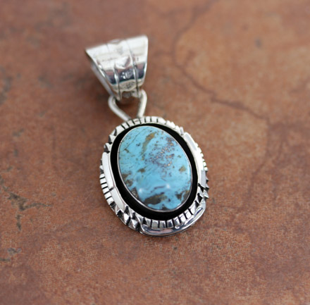 Navajo Silver Turquoise Pendant