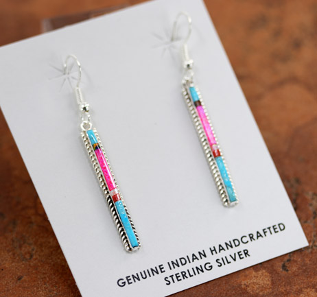 Navajo Silver Multi_Stone Earrings