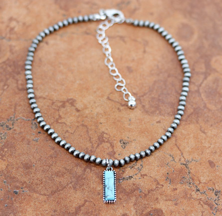 Southwest Style Bar Turquoise Choker Necklace