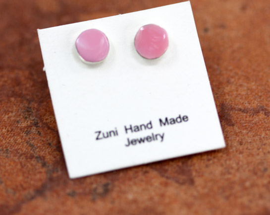Zuni Silver Pink Quartz Earrings