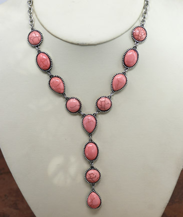 Southwest Style Pink Conch Lariat Necklace