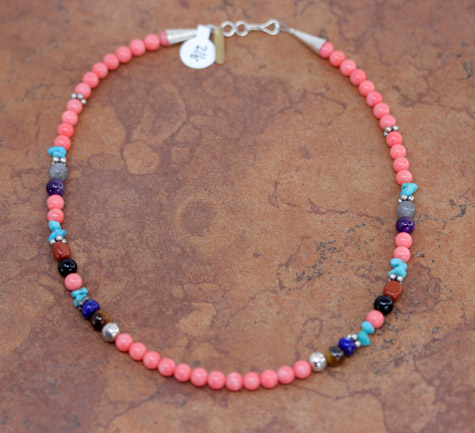 Navajo Silver Pink Quartz Necklace By Singer