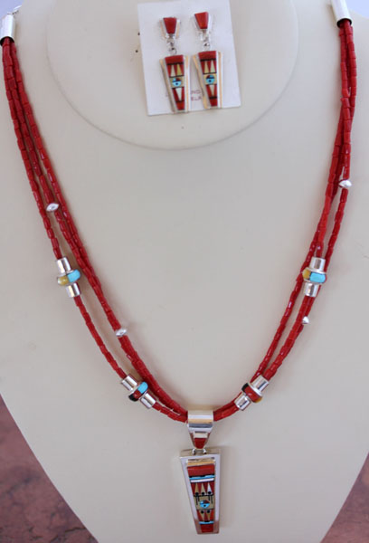 Zuni Sterling Silver Necklace/Earrings by RP Edaakie