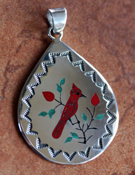 Navajo Native American Silver Bird Pendant by Raymond Boyd