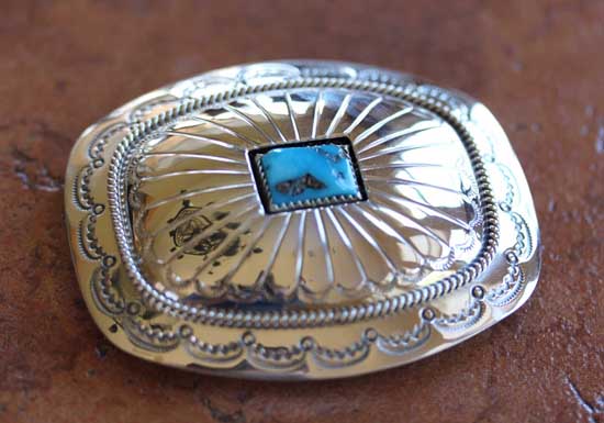 Navajo Silver Turquoise Belt Buckle