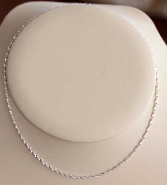 925 Sterling Silver 16 Inch Long Twist Magic Chain