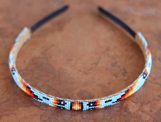 Navajo Leather Beaded Hairband