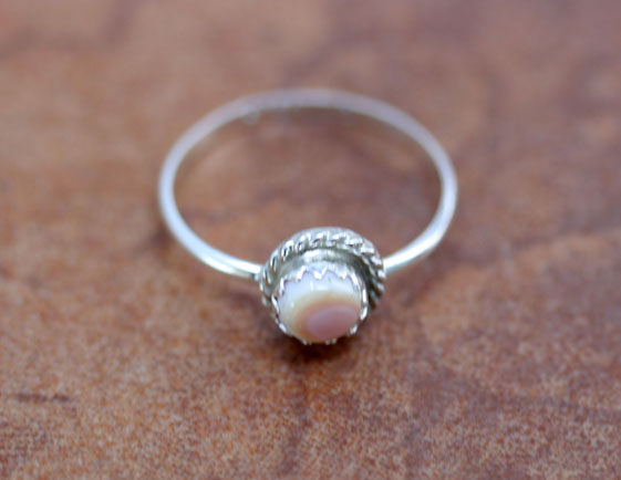 Navajo Silver Pink Quartz Ring Size 5