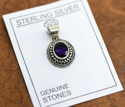 Silver Amethyst Gemstone Pendant