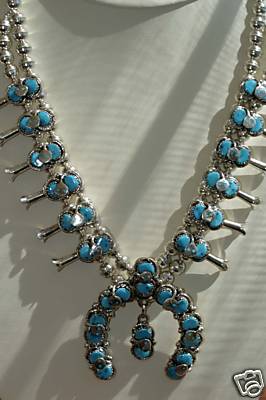 Zuni Indian Squash Blossom Necklace/Earring Set Effie C