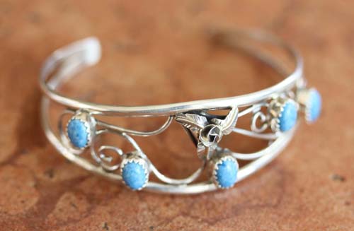 Navajo Native American Silver Denim Lapis Bracelet by C Nez